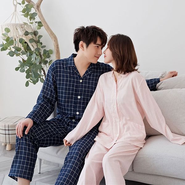 

abvh1 2020 long-sleeved for lovers simple natural plaid men's and women's long-sleeved trousers thin clothes home clothes home fur, Blue;red