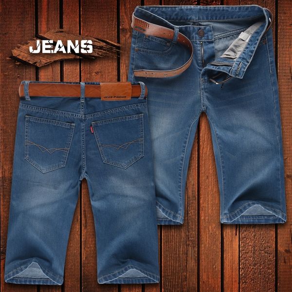 

qd9b9 denim straight fashion large size cropped online business men's online business denim straight pants fashion men's large siz, Blue