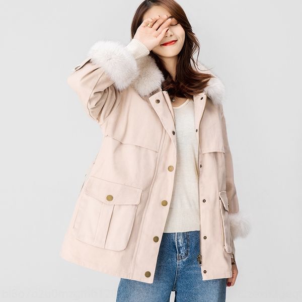 

fox меховой воротник женщин осенью и зимой стиль преодолеть толстые теплые пальто моды женской одежды теплый пуховик пуховик, Black