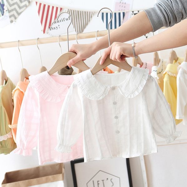 

с длинными рукавами осенью 2020 белая рубашка новый 1-летний 3-летний tong мянь уг рубашка белого shirtgirl хлопка одежды младенца 2 девушки, White;black