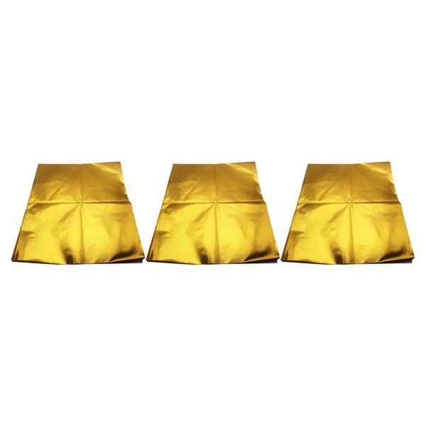 

3pcs exhaust heat wrap sheet foil mat heat barrier reflect gold 39\" x 47