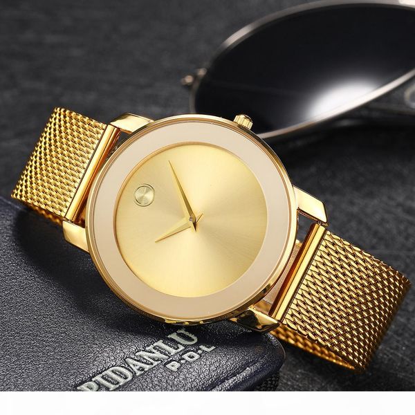 

missfox 40mm women watches minimalist ultra thin steel mesh watch fashion casual waterproof 18k gold ladies quartz-watch girls, Slivery;brown