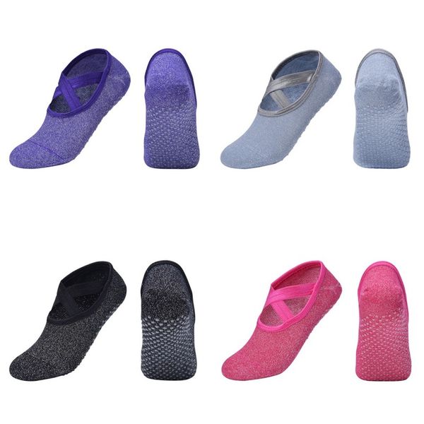 

sport socks antiskid round head shining spots aqua sock nonslip shoestring shoes yoga dancing cotton muti colour 5ch c2, Black