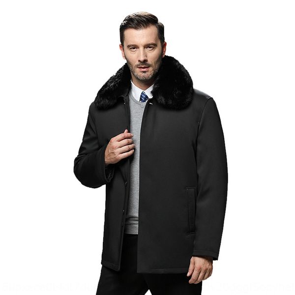 

smkjt middle aged men's cotton vitality mix flour cotton- cotton-padded clothes liner aquarist queen fur collar padded jacket daddy clo, Black