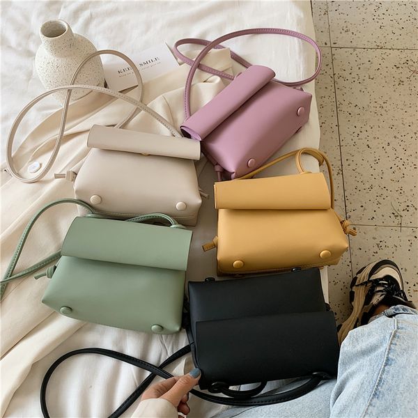 

simple small solid color pu leather crossbody bags for women 2020 summer shoulder hand bag travel cute handbags