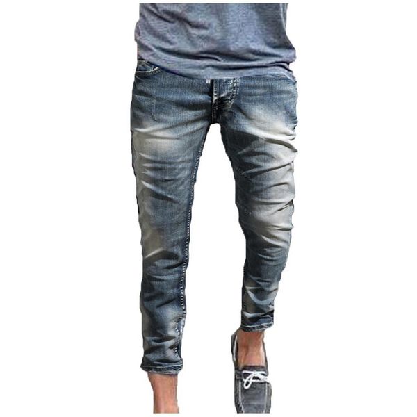 

ripped for mens fashion skinny distressed slim elastic denim biker jeans s-5xl kot pantolon erkekler#y2 t200410, Black