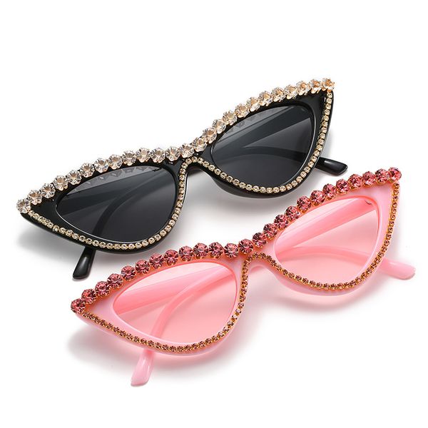 

cat eye frame sunglasses for woman rhinestone clear lens mirror men shades glasses diamond vintage unique female eyewear, White;black
