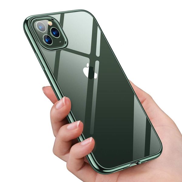 

cases for iphone 11 pro max xs xr ,ultra slim thin clear soft premium flexible chrome bumper transparent tpu back plate cover
