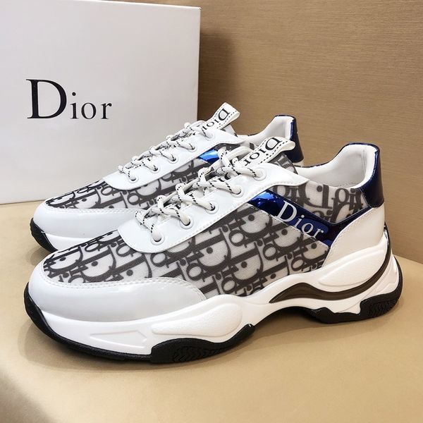 

2020 o14 leather lace-up fashion casual mens luxury designer shoes classic mesh ventilation shoes mens sneakers original box, Black
