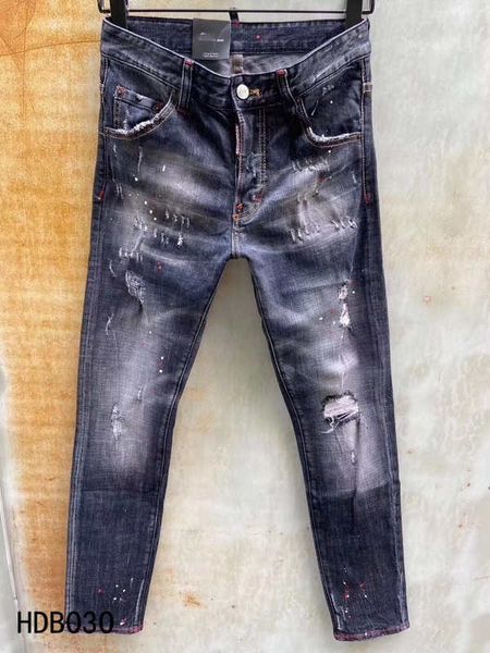 

men's badge torn stretch denim jeans blue black torn pants version thin slim italian style bicycle motorcycle rock revival