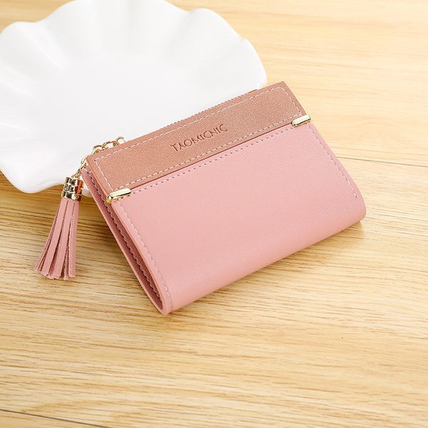 

tassel women's wallets fashion 2020 coin purse female pu leather small women wallet short zipper clutch bag ladies card holder, Red;black