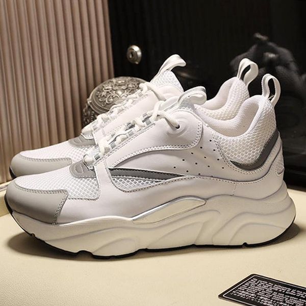 

men shoes b22 sneaker in white technical knit white and silver -tone calfskin outdoor walking vintage lace -up casual shoes herren sportschu, Black