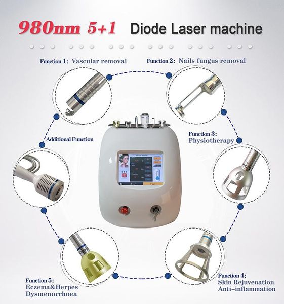 Équipement RF 5 en 1, Laser à Diode, veine vasculaire, 980nm, rajeunissement de la peau, élimination des araignées, Machine de physiothérapie à usage domestique