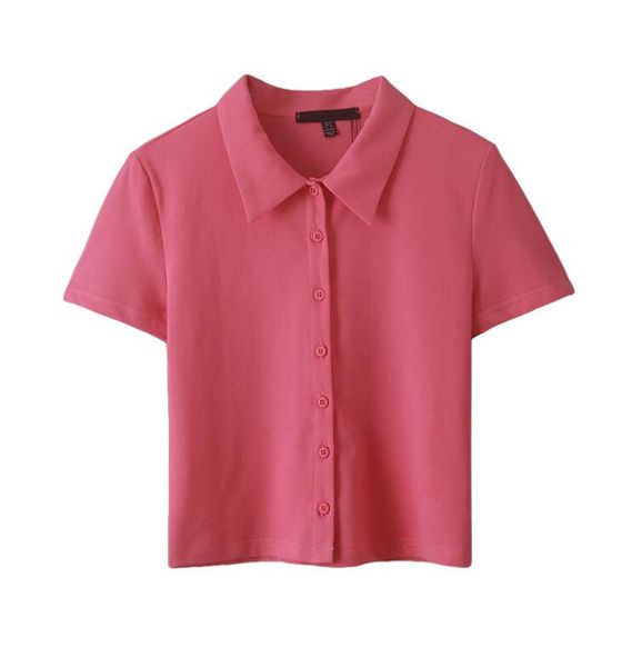 

cotton blend short sleeve blouse t-shirt polo shirt, White