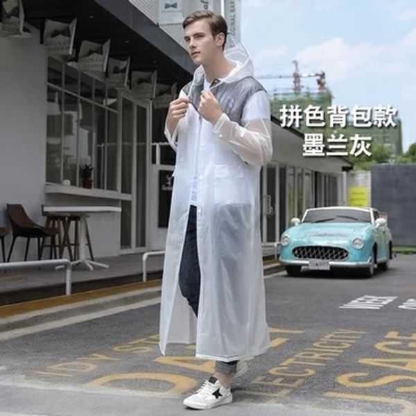 

raincoat long outdoor hiking cloak cloak single men's and women's rainproof transparent plus fat plus size poncho fashion, Black