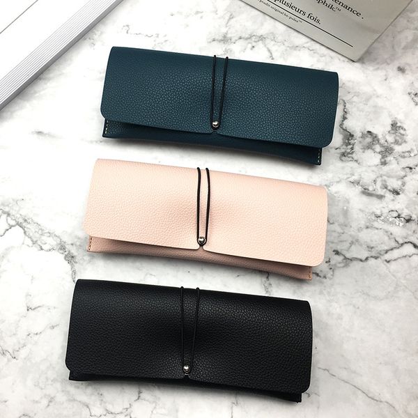 

2020 new leather fashion korean box simple case sun glasses case carry convenient sunglasses box, Blue
