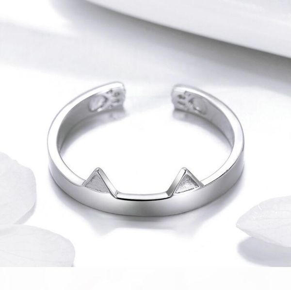 

j s925 cat ear открытое кольцо женщины простые личность помолвки обручальные кольца lovers серебряное кольцо партия рождественский подарок 2, Silver