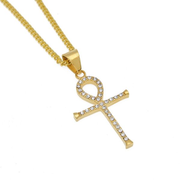 

mens fashion charm life key pendant necklaces male full rhinestone design jewelry filling pieces men hip hop chains necklace, Silver