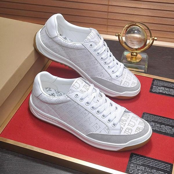 

fashion shoes sneakers mens luxury herren sportschuhe perforated logo leather sneaker men shoes fashion lace -up chaussures pour hommes hot