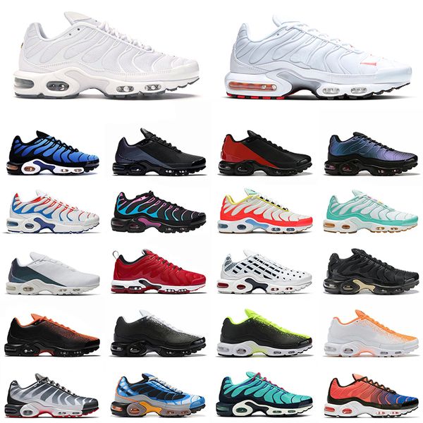 

tn plus triple white outdoor mens running shoes air hyper blue scream green spray paint double crimson men trainer sneakers