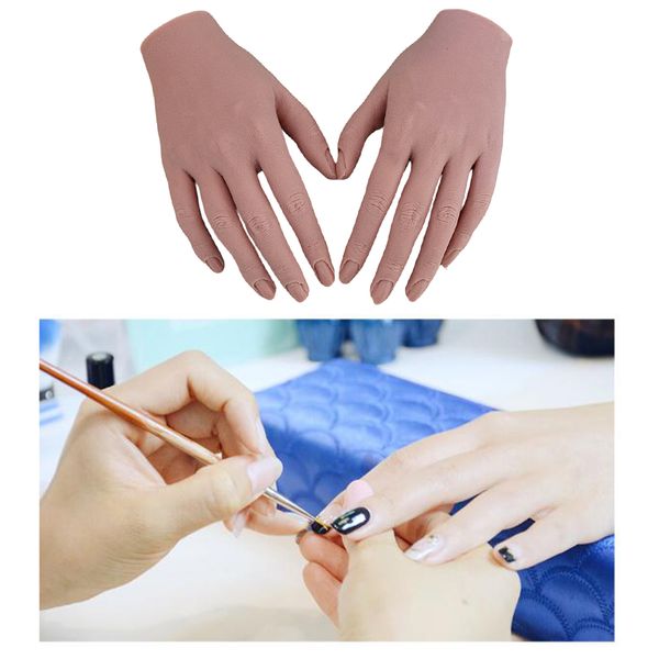 

1 pair nail arts practice hand flexible mannequin hand manicure learining training for beauty salon l