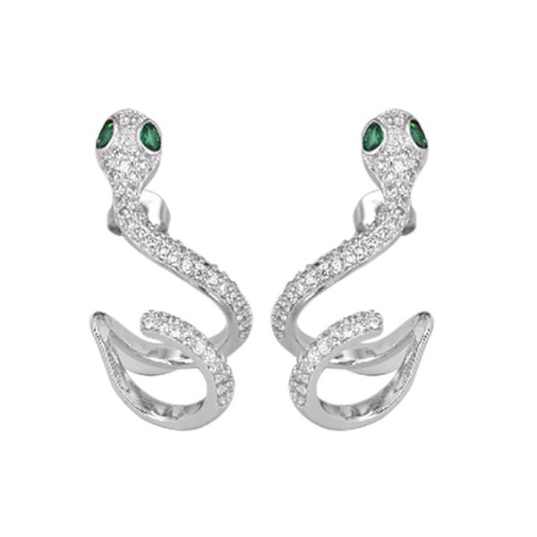 

new serpentine earrings personality animal crystal zircon earrings creative long earring earrings, Silver