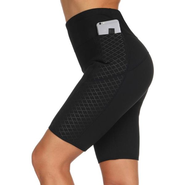 

женщины высокой талии йог шорты compression workout бег велосипед неопрен шорты с боковыми карманами asd88, White;red