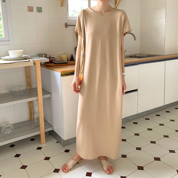 

2020 design sense single-breasted dress long women's long pullover pullover knitwear dress knitwear loose thin, White;black