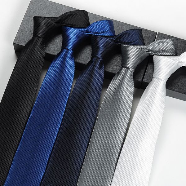 

2020 new 8cm tie formal dress men luxury necktie solid color dark striped fashion mens ties wedding party gift for men, Black;gray