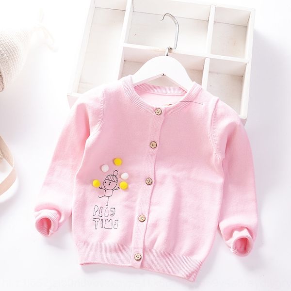 

осень новых девушек пальто "2020 новых девочки шеи свитер кардиган ребенок розового длинный рукав пальто свитера, Blue