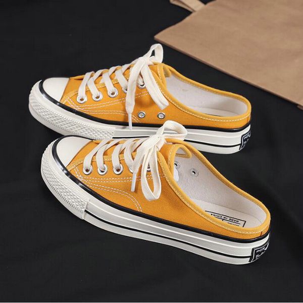 

new spring 2019 woman half slipper canvas shoes flat sneakers women casual comfortable loafer driving low lace up shoes ba-40 mx200801, Black