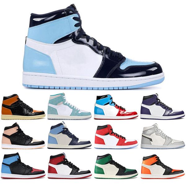 

jumpman 1 1s basketball shoes for men unc to chicago mocha spiderman game royal unc shattered backboard trainer sports sneakers with socks, White;red