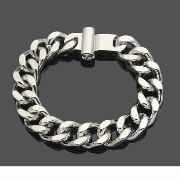 

hip hop thick chain men bracelet titanium steel silver four leaf flower pattern luxury designer bracelet with coloured printing sale, Golden;silver