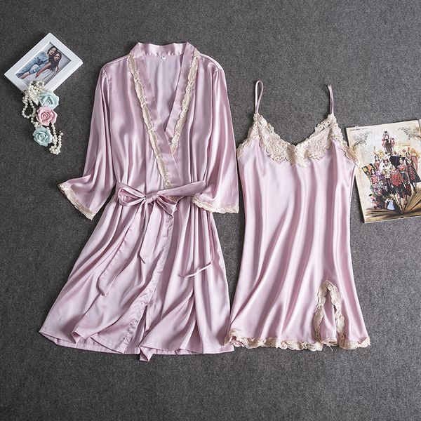 

кимоно халат платье женский розовый сна set home одежда интимная бельё шнурка homewear nightgown novelty99, Black;red