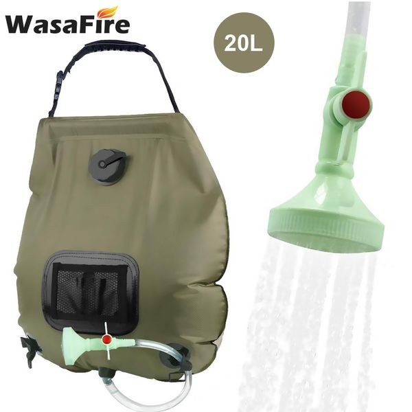 

outdoor solar hiking camping shower bag 20l heating camping shower hydration bag hose switchable head water bags