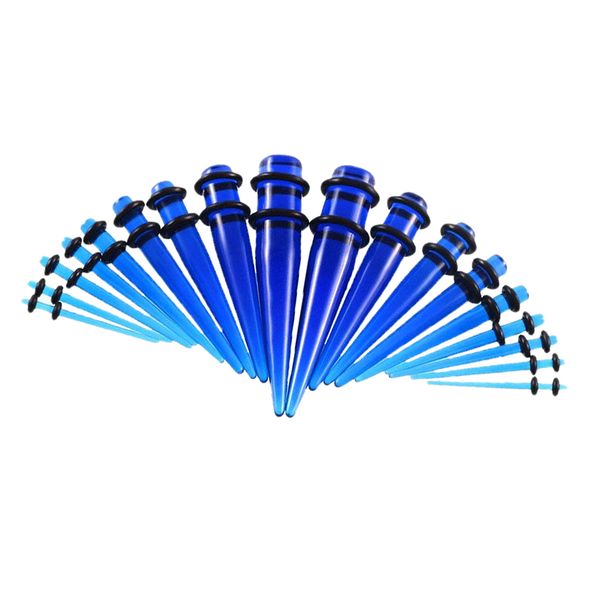 

18 pieces acrylic ear tapers plug set stretching expanders stretchers 14g-00g, Slivery;golden