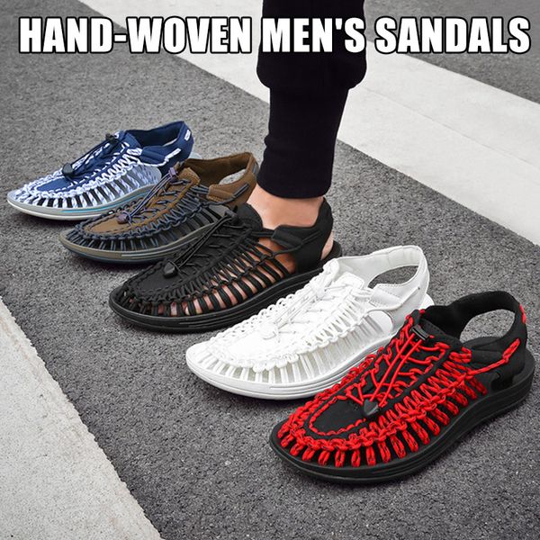 

men beach shoes weaving sandals outdoor summer casual shoes roman sandals, Black