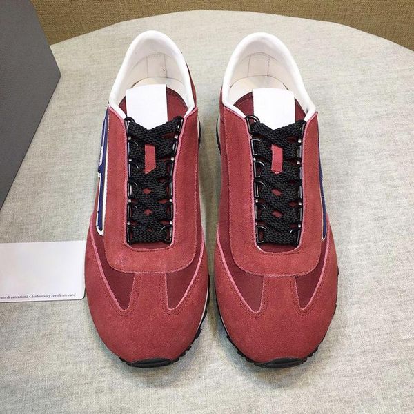 

luxury suede and nylon sneakers men 's shoes with origin box outdoor walking breathable chunky sneakers comfortable lace -up casual me, Black