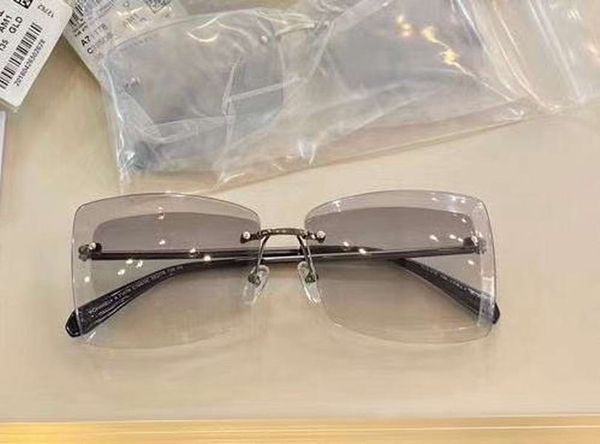

rimless rectangle shaped sunglasses light grey gradient lens 71178 women fashion sunglasses sonnenbrille gafas de sol with box, White;black
