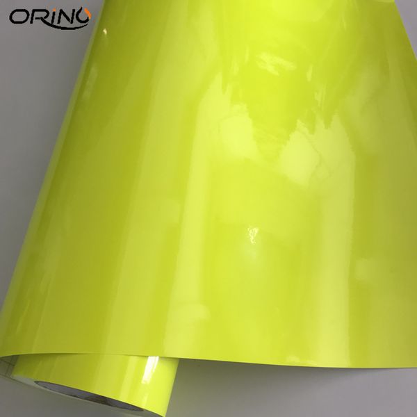 

premium car styling gloss fluorescent yellow vinyl sticker glossy fluorescent yellow vinyl wrap self adhesive sticker size 1.52x20 meters