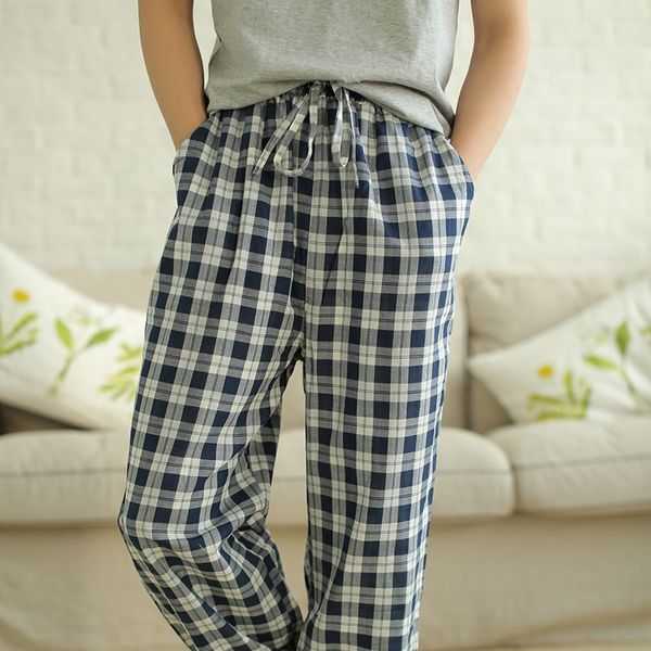 

swqao manqiu casual men's loose woven cotton plaid pants manqiu casual men's loose woven cotton plaid home home pajamaspajamas paj, Black;brown