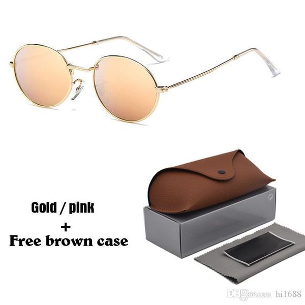 

classic oval sunglasses men women brand designer alloy frame vintage eyewear driving sun glasses with cases and box, White;black