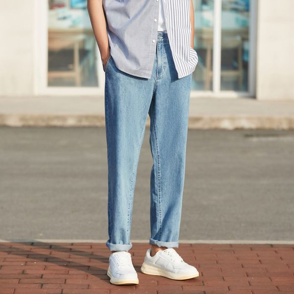 

loose jeans men 2020 summer new fashion hooded breathable jeans men sunshade casual pants man, Blue