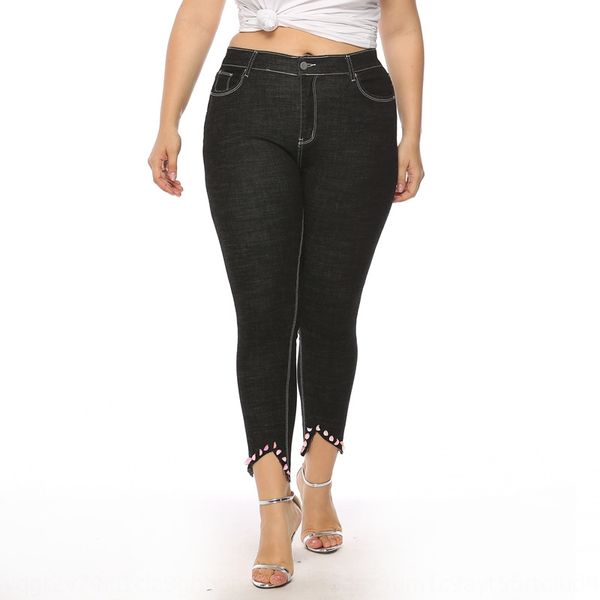 

женщины размера больших 300 цзиньте жир и джинсов штаны хуы чжимините дополнительный жир джинсы бисер 9 брюк 8303, Blue