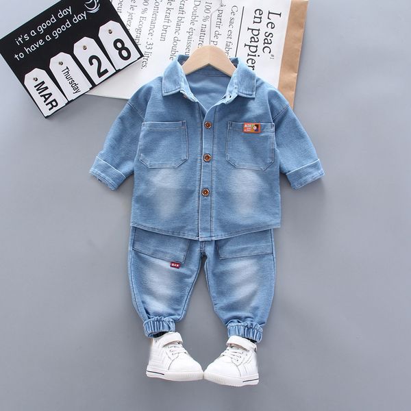 

2pcs baby boys clothes denim pants baby boys outfits gentleman spring autumn toddler sets birthday daily tracksuit cool, White