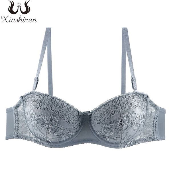 

xiushiren women's strapless push up bandeau lace bras half cup balconette bra unlined underwire demi cup bralette 34a-40d, Red;black