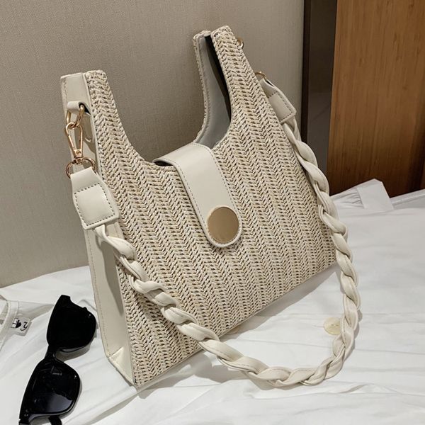 

summer fashion elegant straw bag woven bucket shoulder bag twist handle ladies handbag bolsas feminina torebki damskie