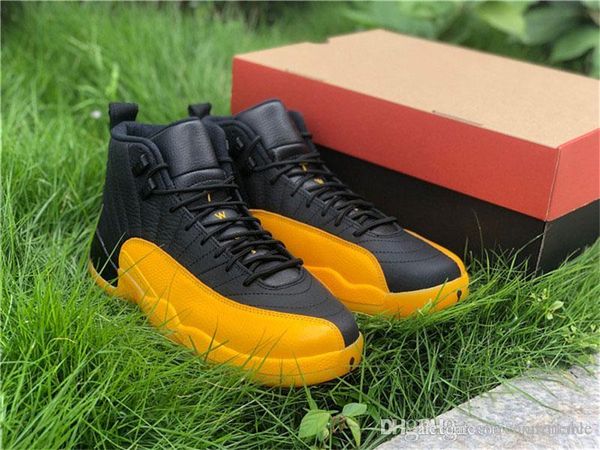 

2020 authentic 12 black university gold 12s real carbon fiber 130690-070 mens basketball shoes outdoor sneakers 23 with original box