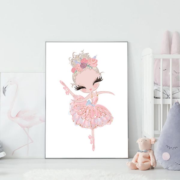 

pink princess print ballet girl canvas poster swan nursery art painting ballerina poster nordic wall pictures kids room decor