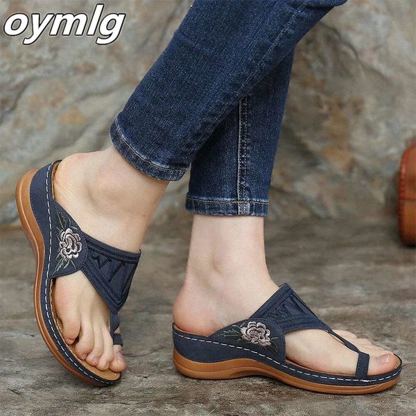 

women slippers clip toe floral embroidery beach sandals ladies summer shoes flats platform female flip flop pu walking footwear, Black